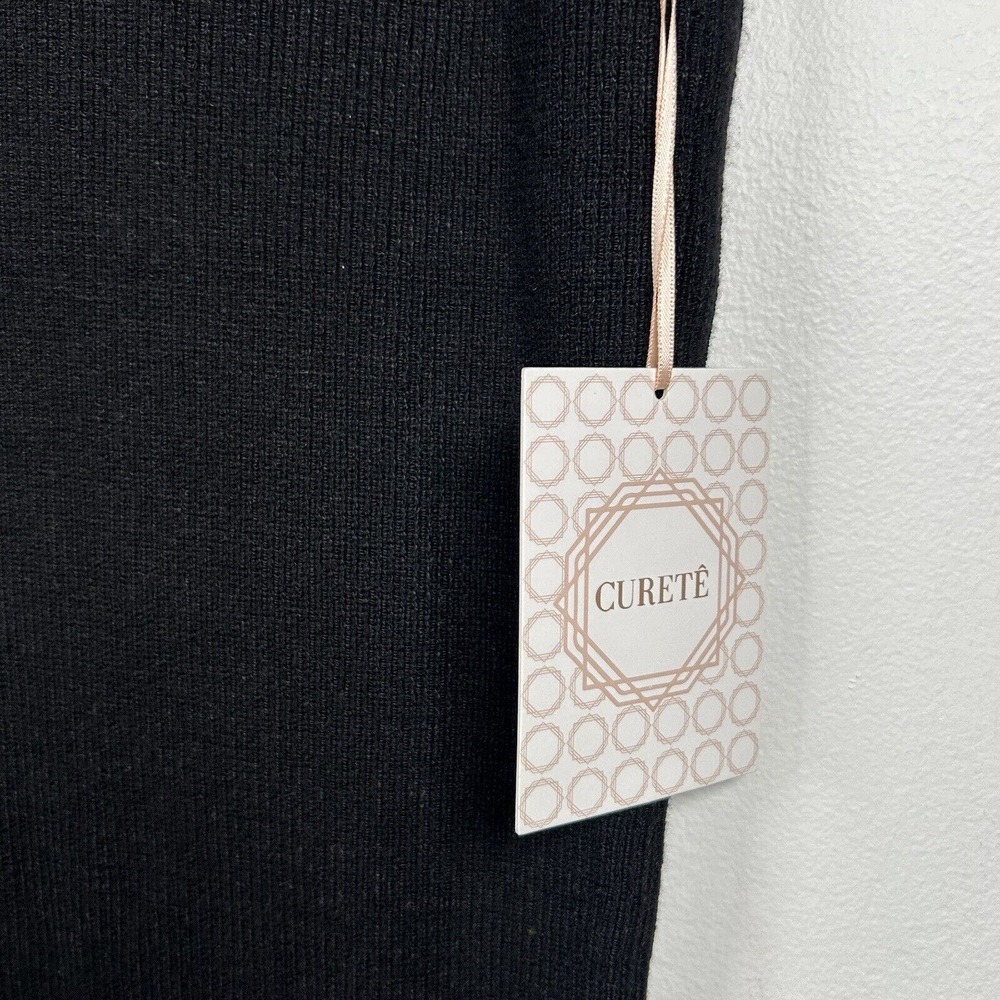 Curete Knit Black Dress NWT Minimalist Cutout Stretch Size Medium - Picture 2 of 9
